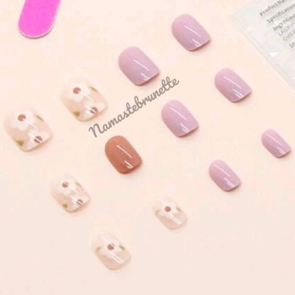 2/$16 Pink Floral Short Press On Nails - Picture 5 of 16